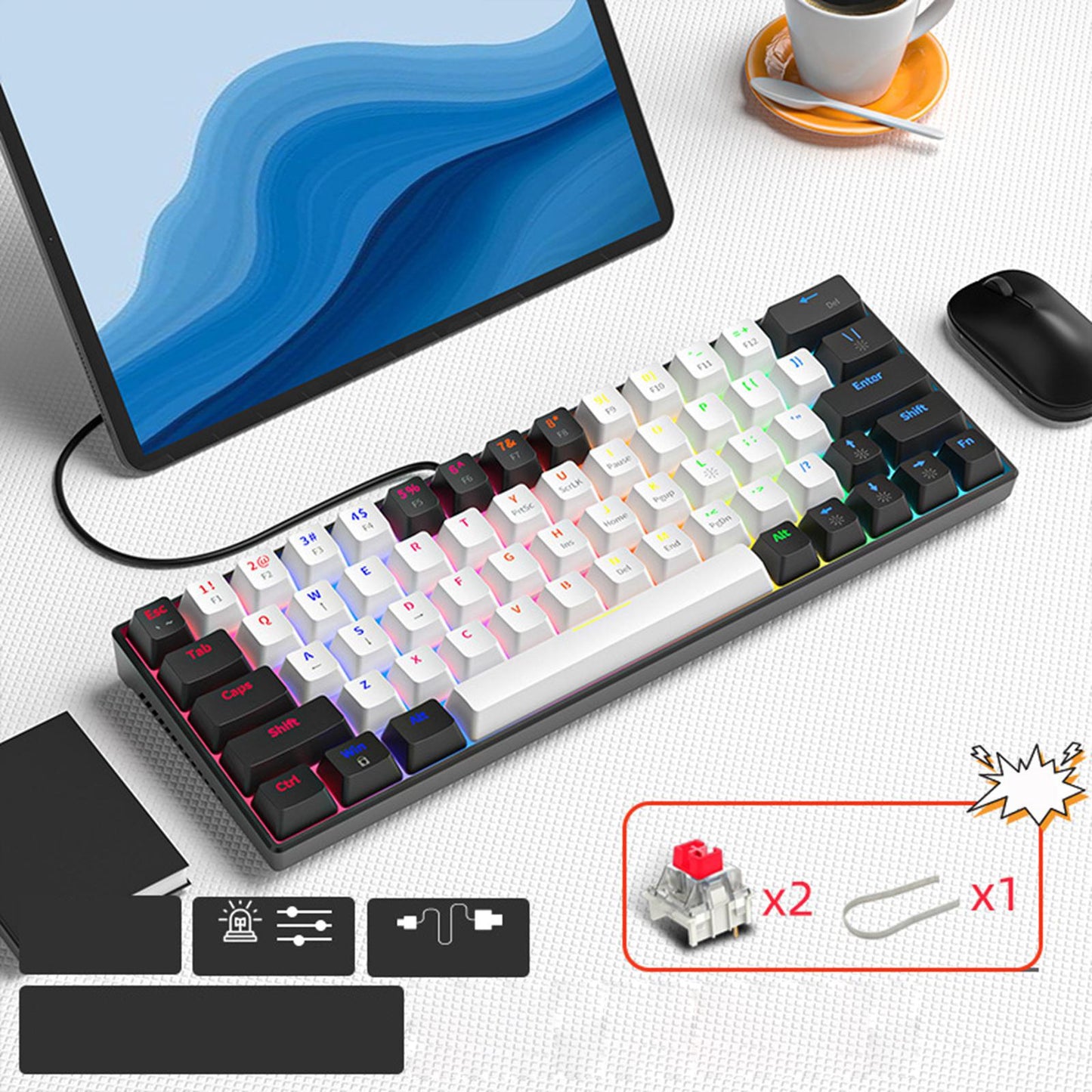Wired Mechanical Keyboard Free Drive Hot Swap Keyboard USB Computer Keyboard Style C