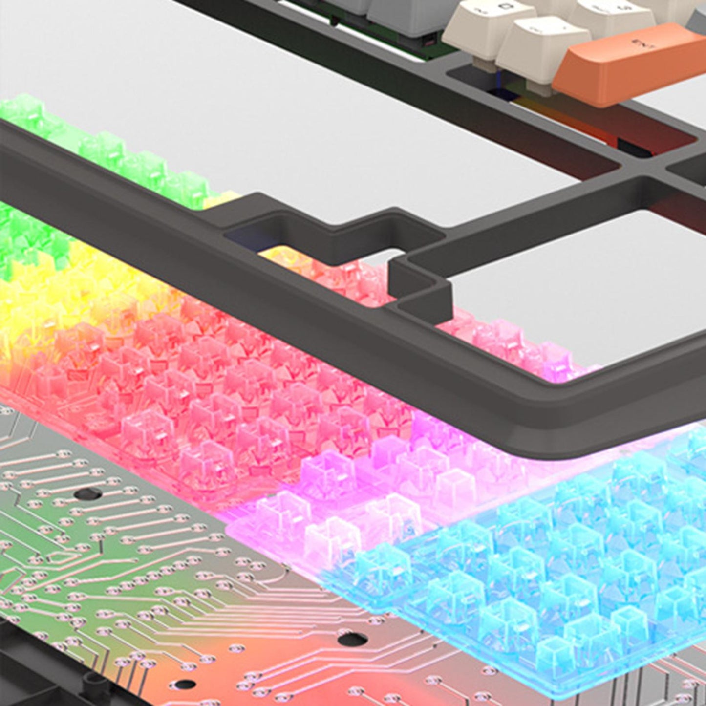 RGB Gaming Keyboard 94 Keys Compact USB Wired Keyboard for Windows PC Gamers Gray White