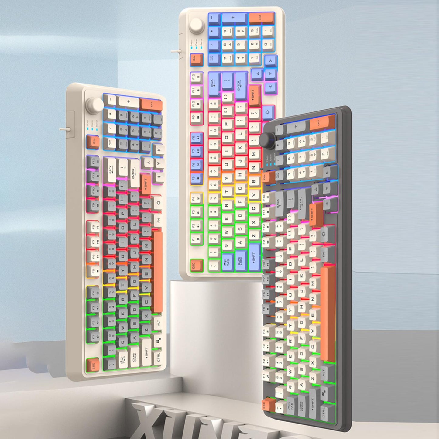 RGB Gaming Keyboard 94 Keys Compact USB Wired Keyboard for Windows PC Gamers Gray White