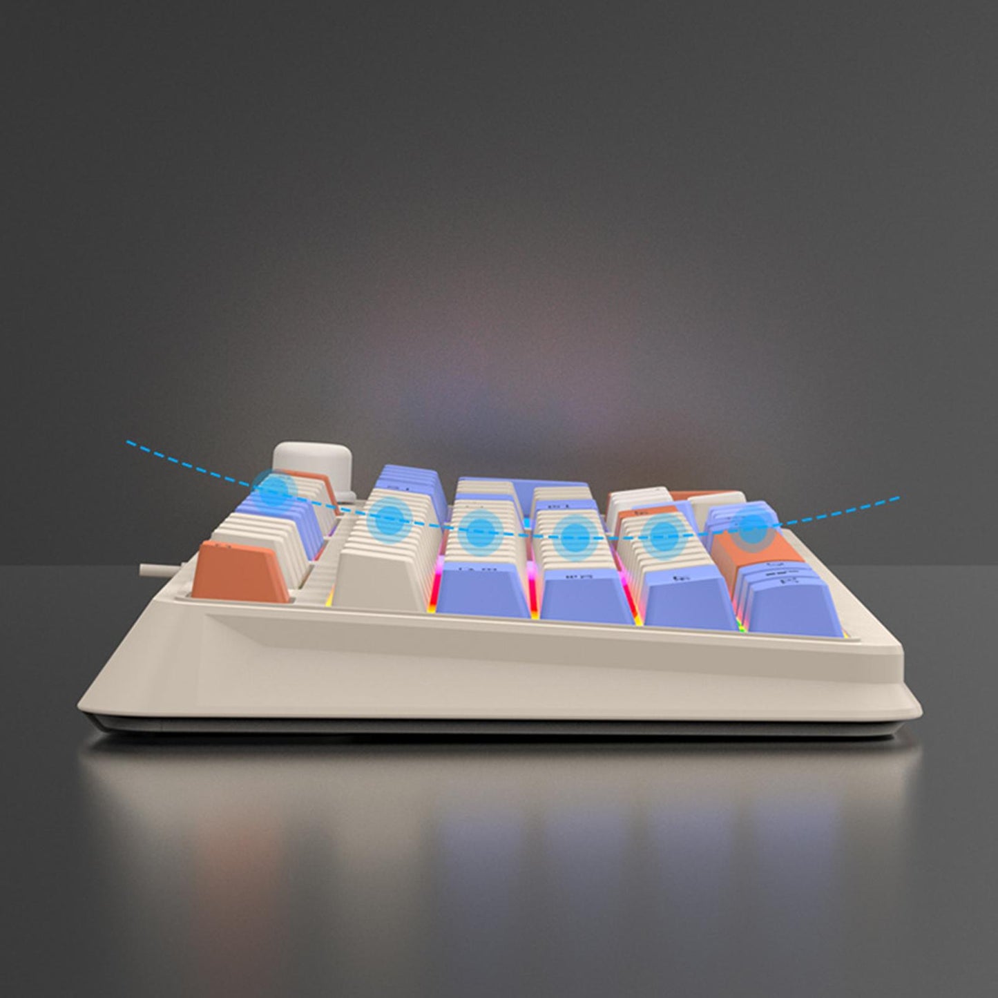 RGB Gaming Keyboard 94 Keys Compact USB Wired Keyboard for Windows PC Gamers White Blue