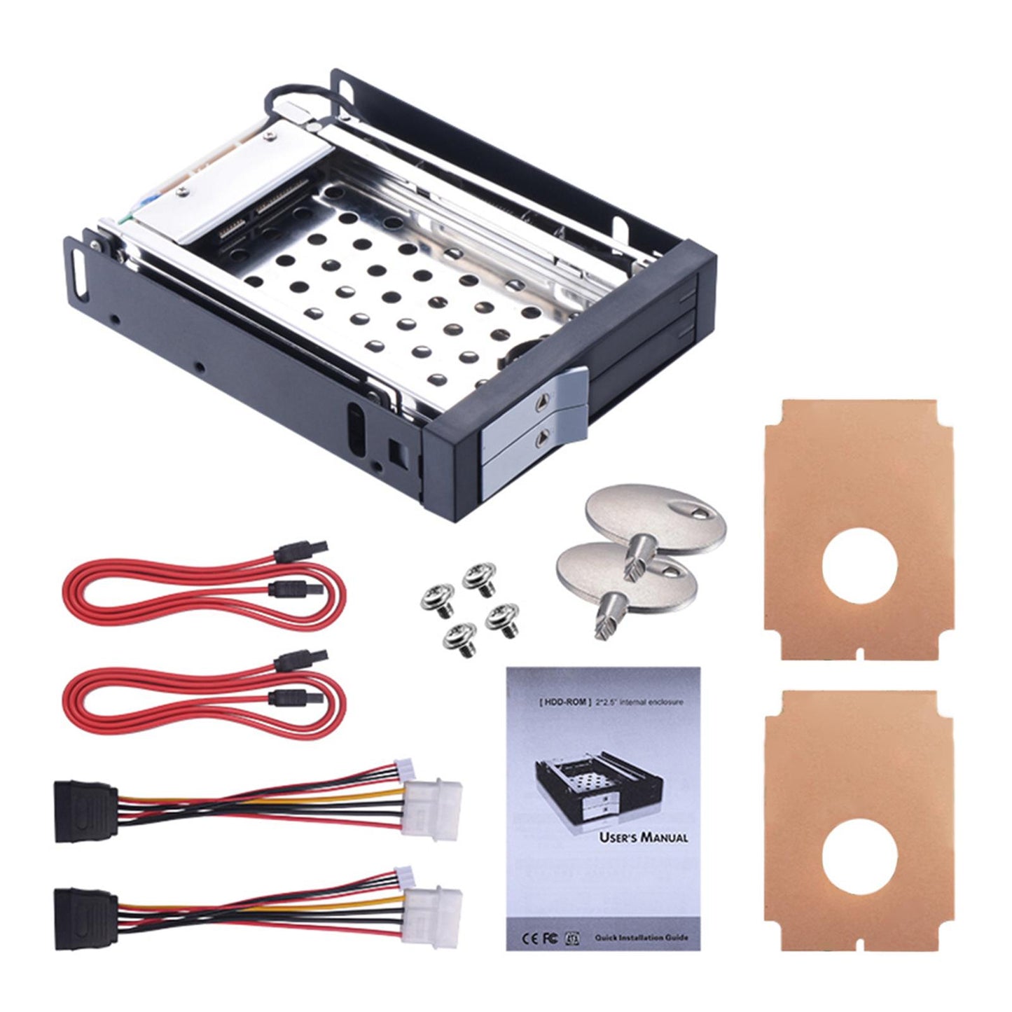 2.5"� SATA Tray Less LED Display Light SATA Mobile Rack for Dual 2.5"� SSD HDD