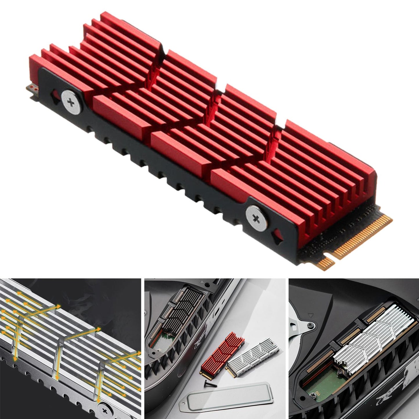 SSD Heat Sink Cover High Performance Spare Parts Premium Hard Disk Heat Sink Red