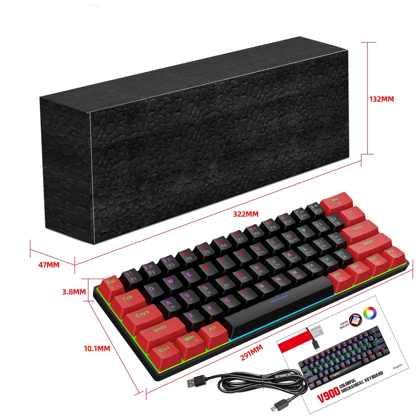 Gaming Keyboard Small 60% Mechanical Gaming Keyboard for PC Desktop Computer