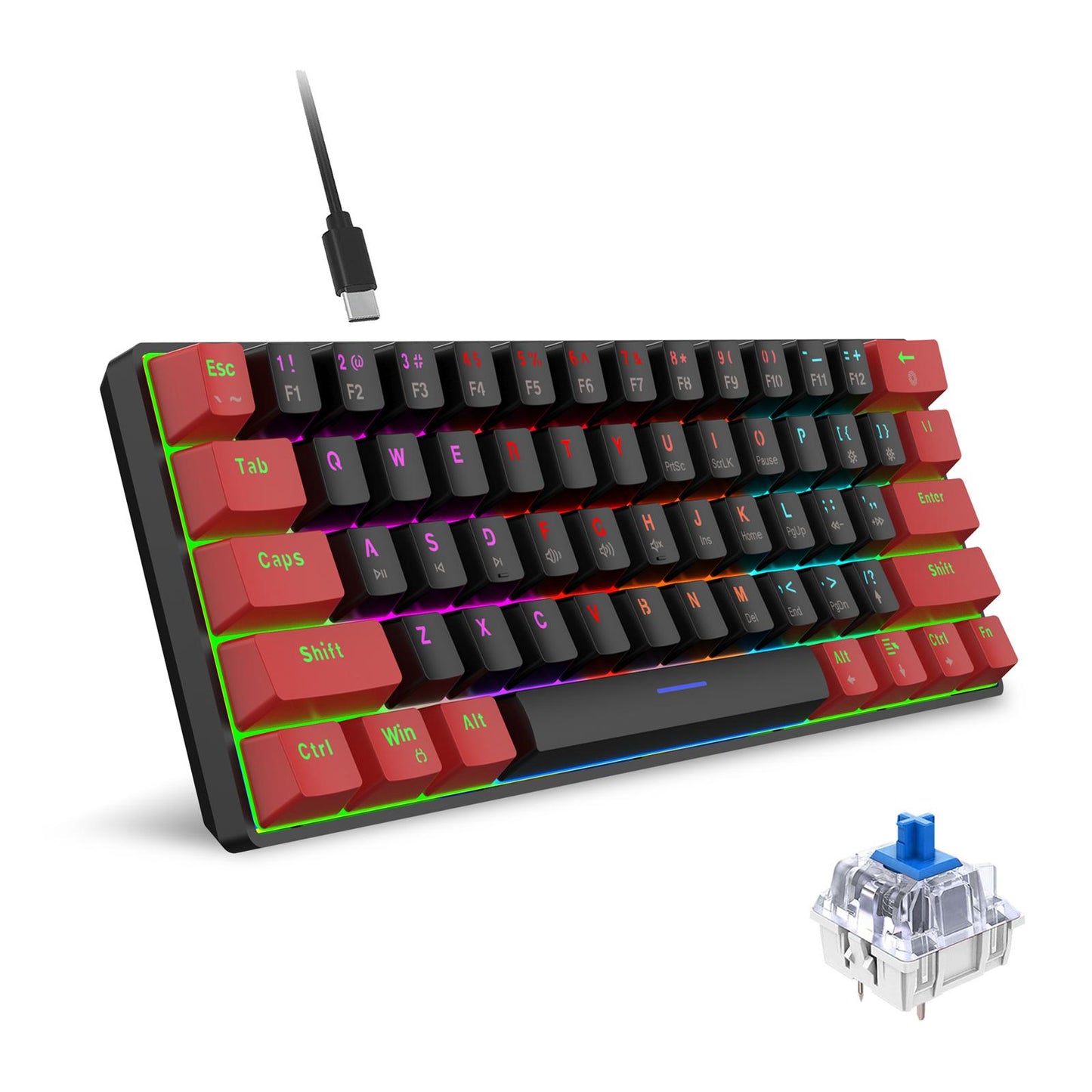 Gaming Keyboard Small 60% Mechanical Gaming Keyboard for PC Desktop Computer