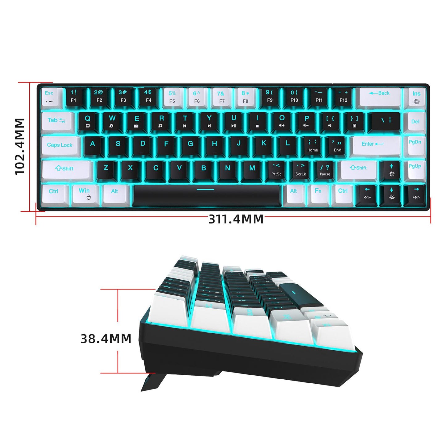 Mechanical Keyboard Hot Swappable 19 Lighting Modes Computer Keyboard for PC