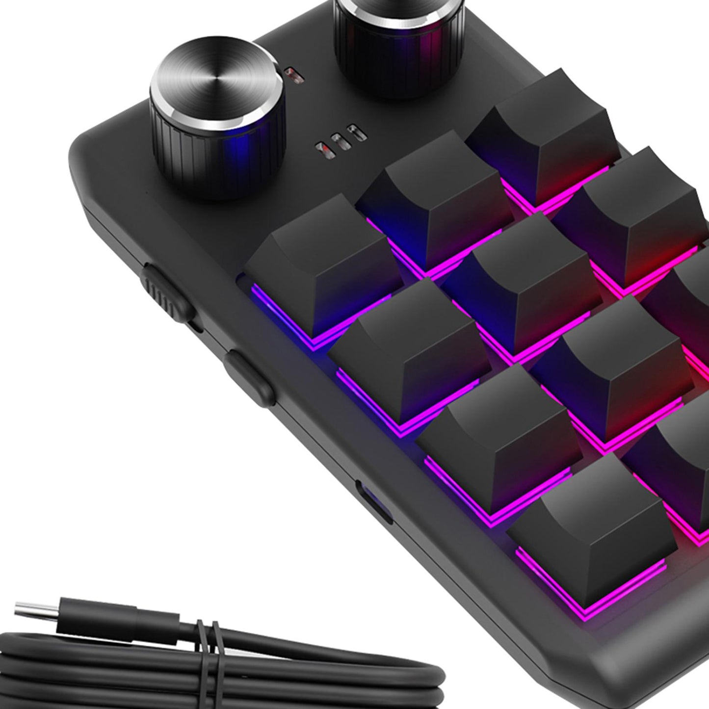 Mechanical Keyboard Non Slip RGB LED 12 Key for Laboratories Music Designers Black