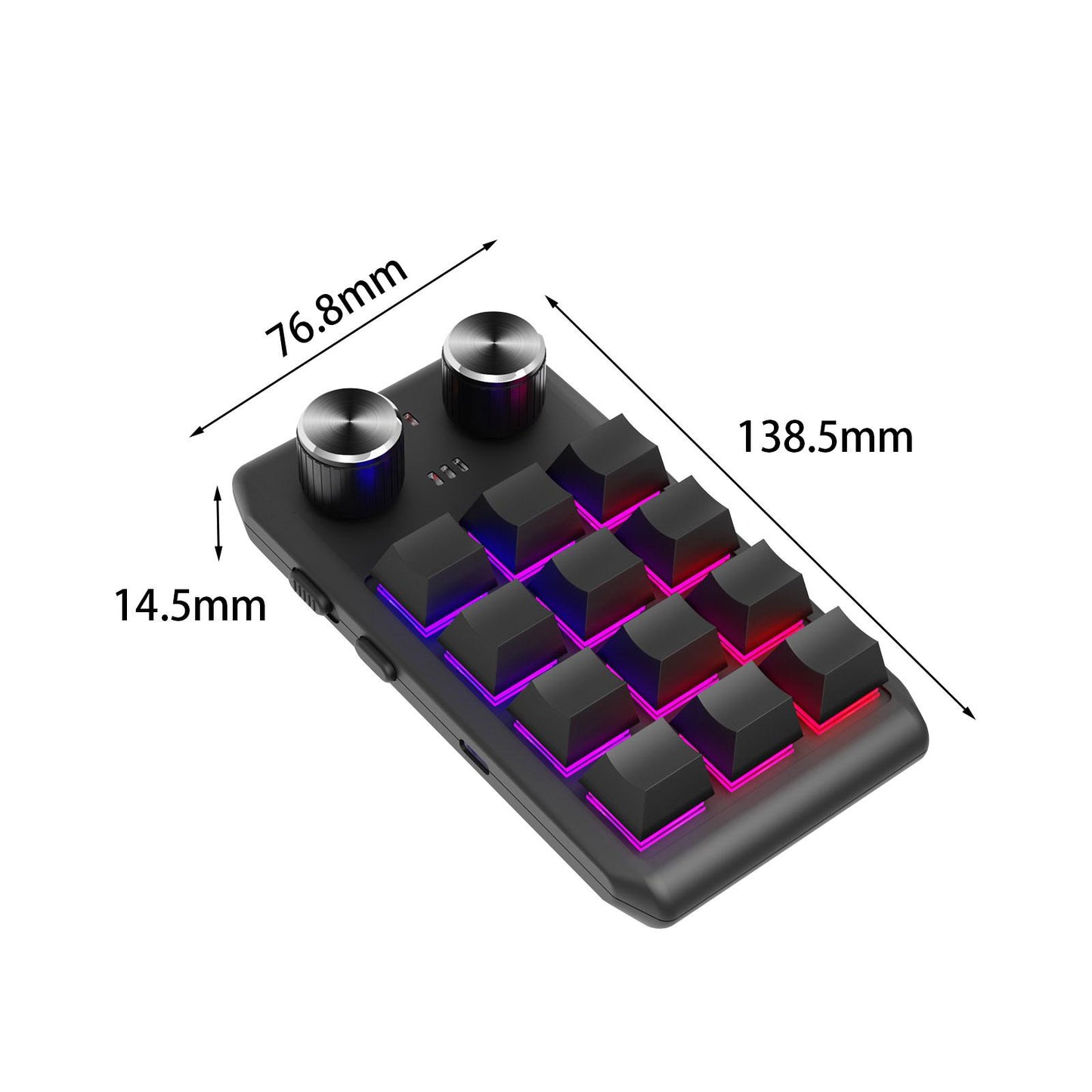 Mechanical Keyboard Non Slip RGB LED 12 Key for Laboratories Music Designers Black