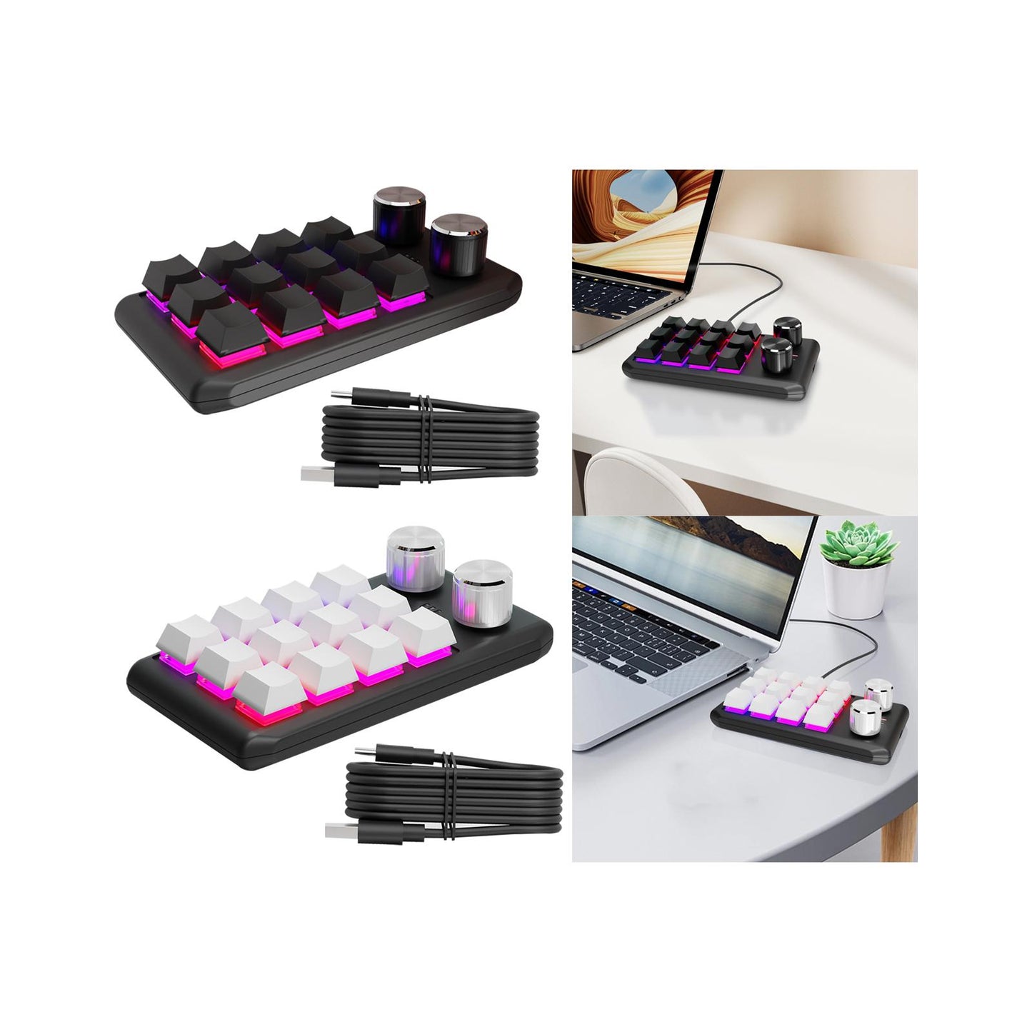 Mechanical Keyboard Non Slip RGB LED 12 Key for Laboratories Music Designers Black