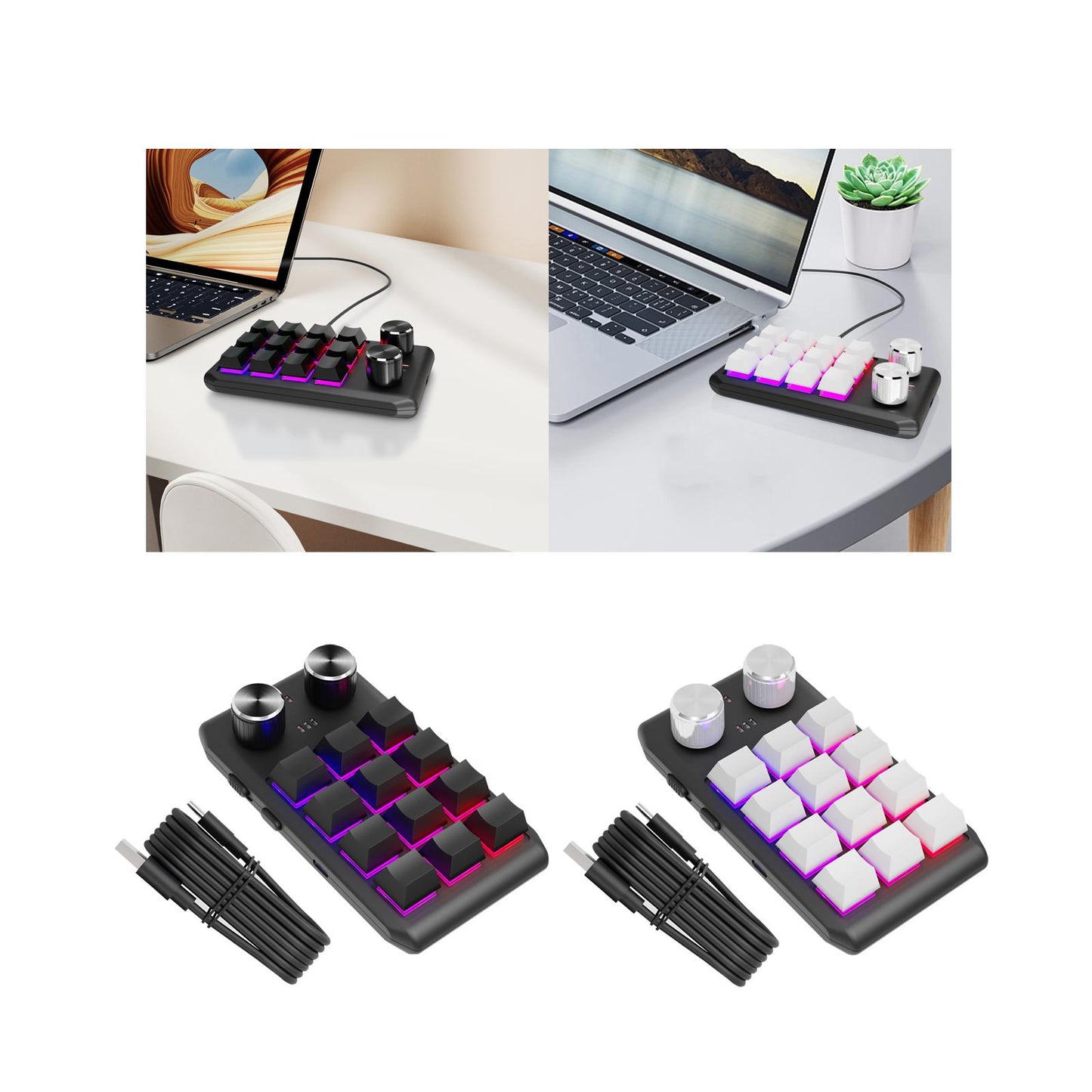 Mechanical Keyboard Non Slip RGB LED 12 Key for Laboratories Music Designers Black