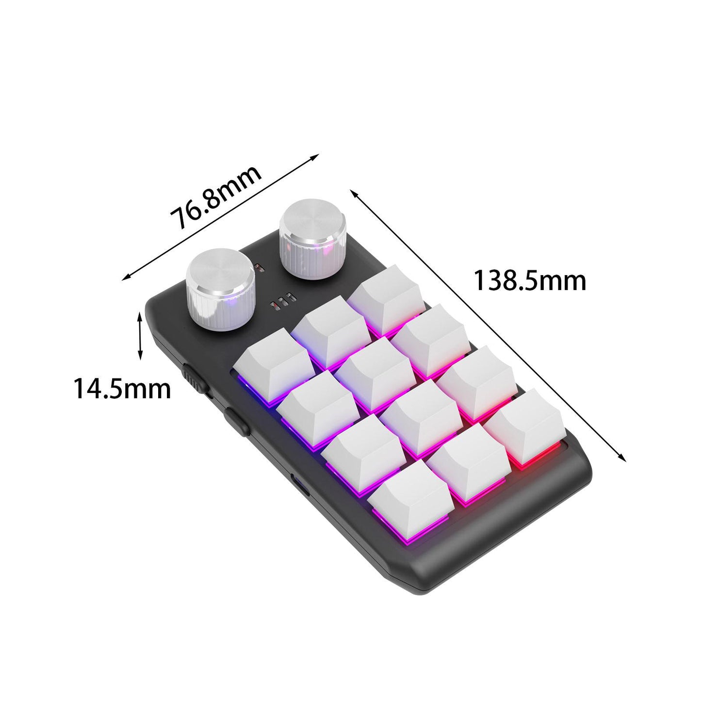 Mechanical Keyboard Non Slip RGB LED 12 Key for Laboratories Music Designers White