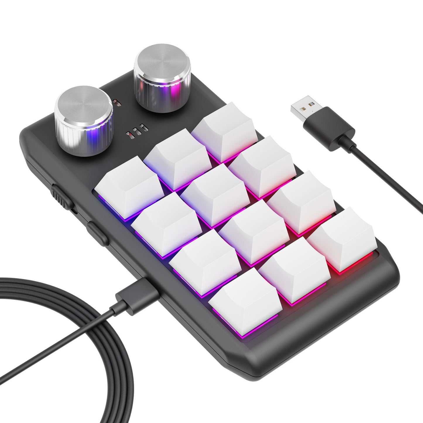 Mechanical Keyboard Non Slip RGB LED 12 Key for Laboratories Music Designers White