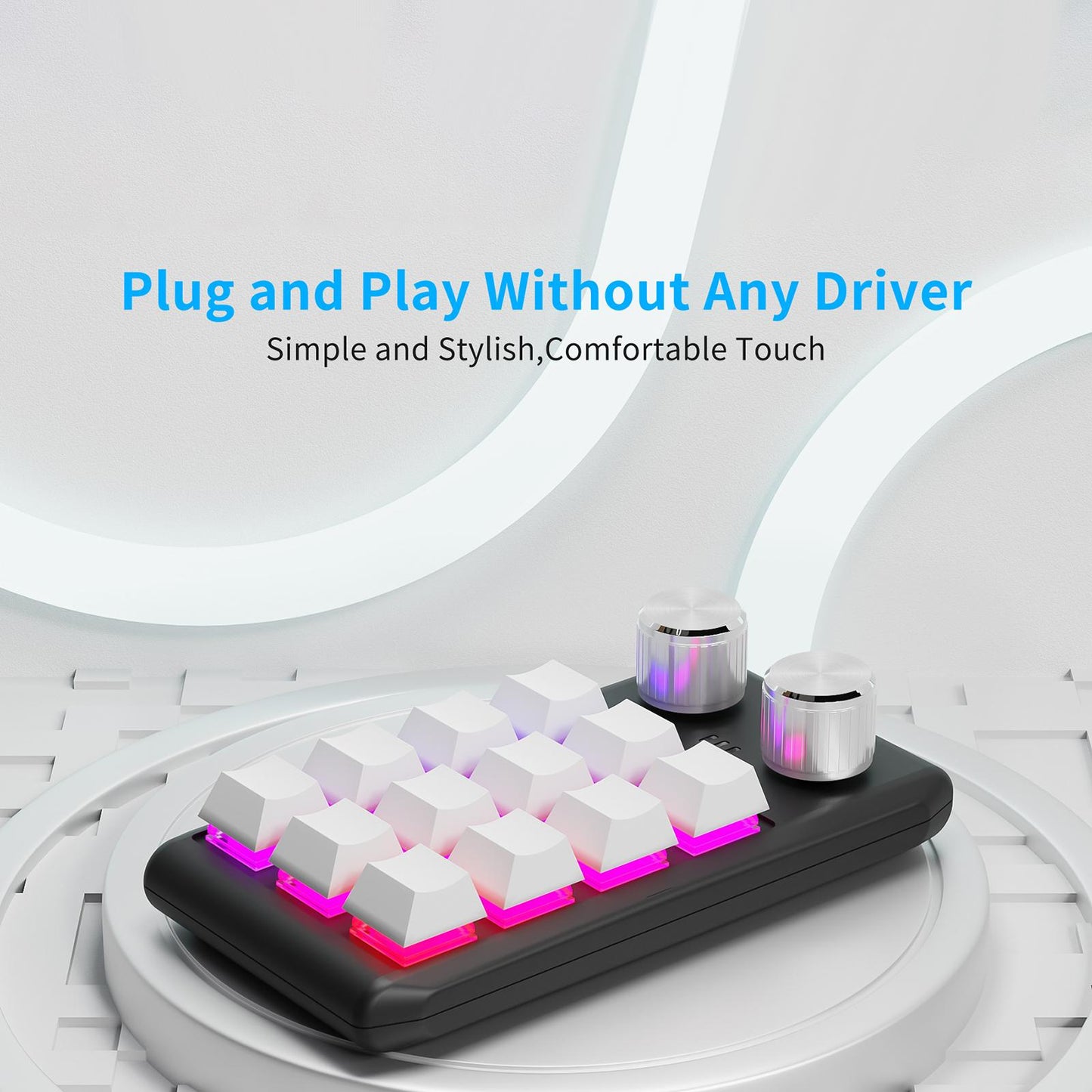 Mechanical Keyboard Non Slip RGB LED 12 Key for Laboratories Music Designers White