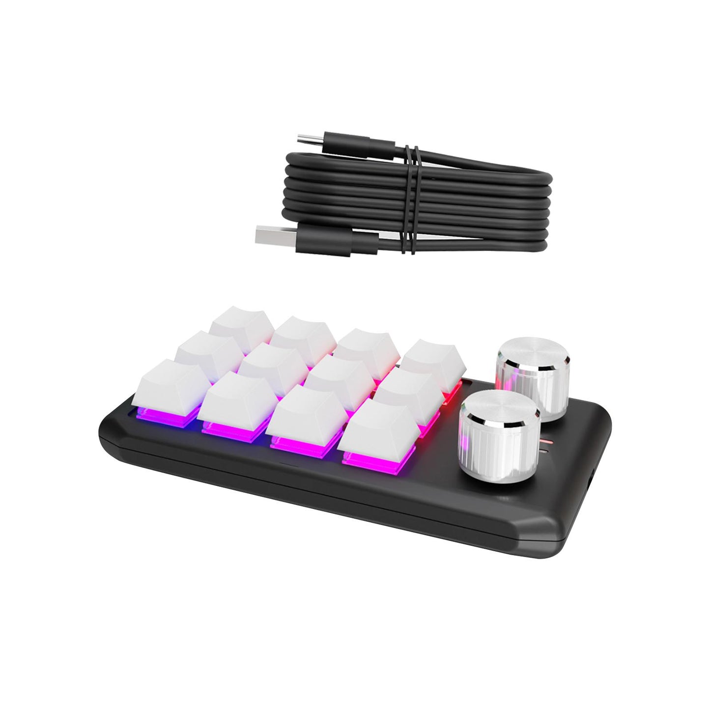 Mechanical Keyboard Non Slip RGB LED 12 Key for Laboratories Music Designers White