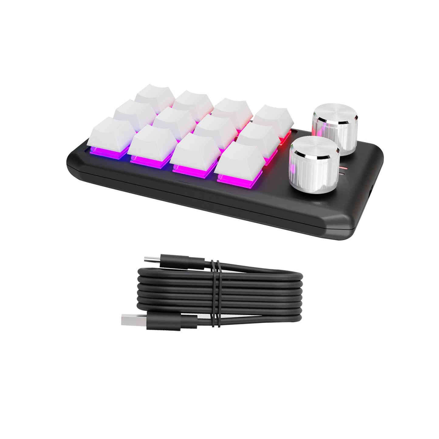 Mechanical Keyboard Non Slip RGB LED 12 Key for Laboratories Music Designers White
