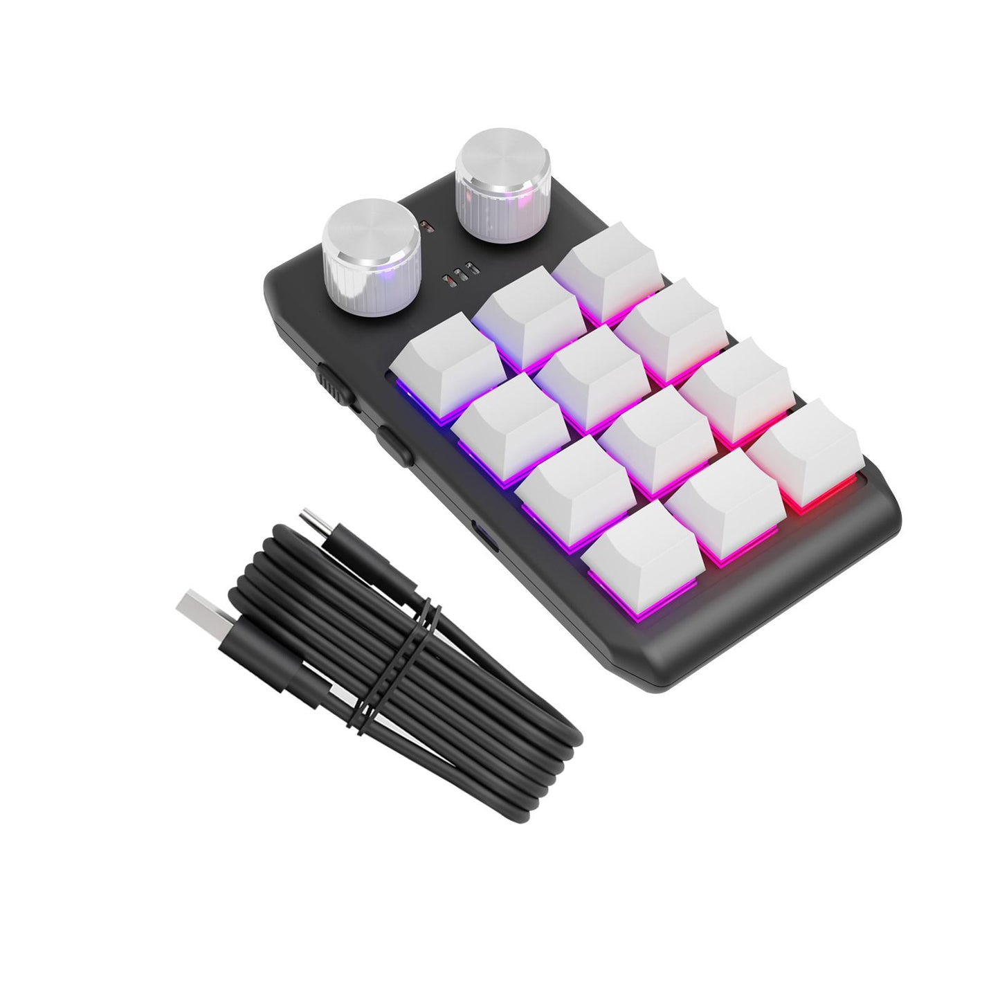Mechanical Keyboard Non Slip RGB LED 12 Key for Laboratories Music Designers White