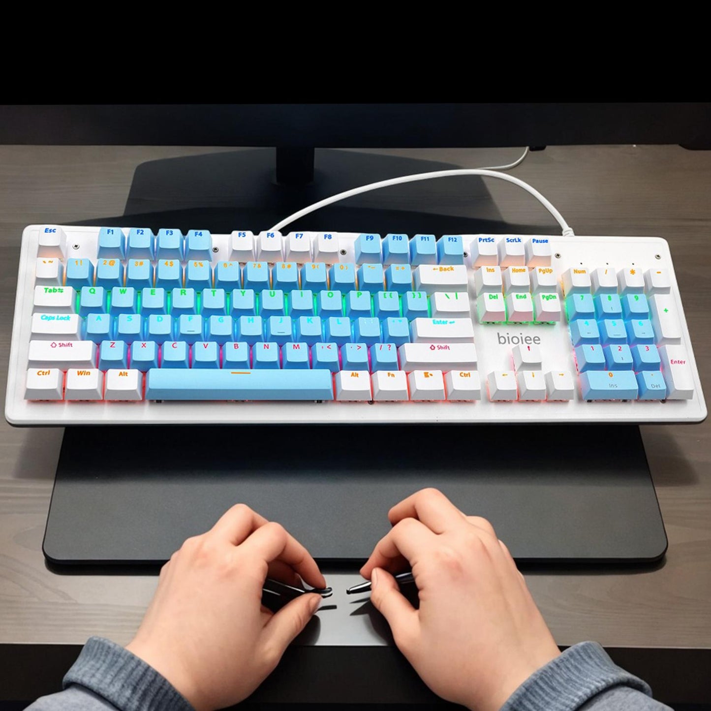 Gaming Mechanical Keyboard Color Mixed Backlit US Layout for PC Desktop Game