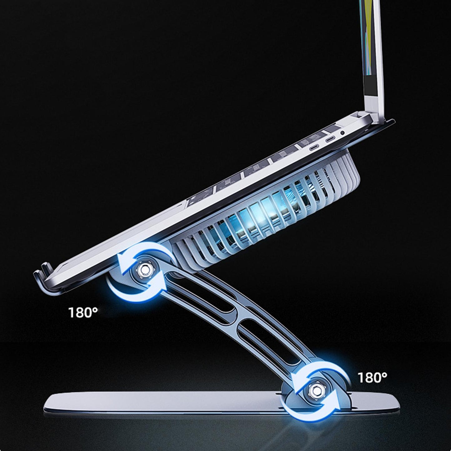 Laptop Holder with Cooling Fan Quiet Fan Adjustable for Notebook Desk Office Gray