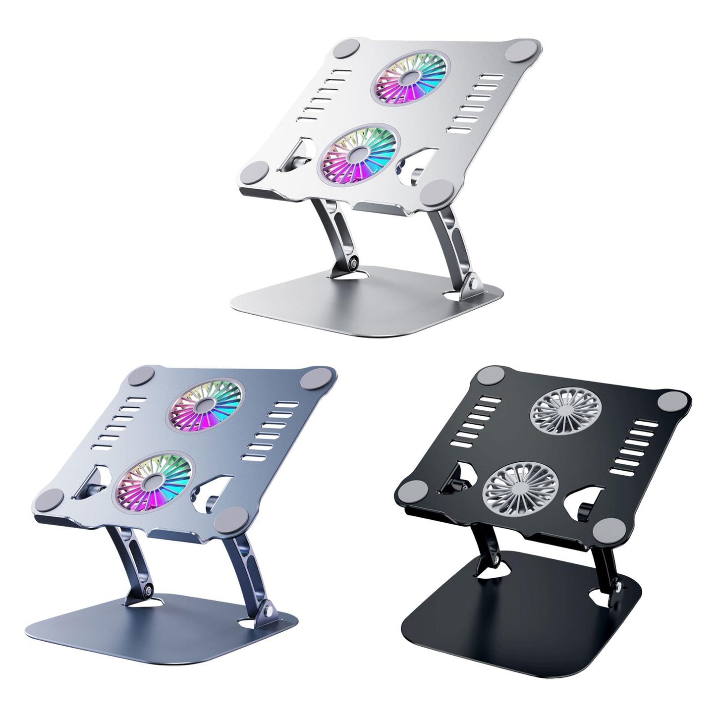 Laptop Stand with Cooling Fan USB Multi Angle Computer Stand for Notebook PC Silver