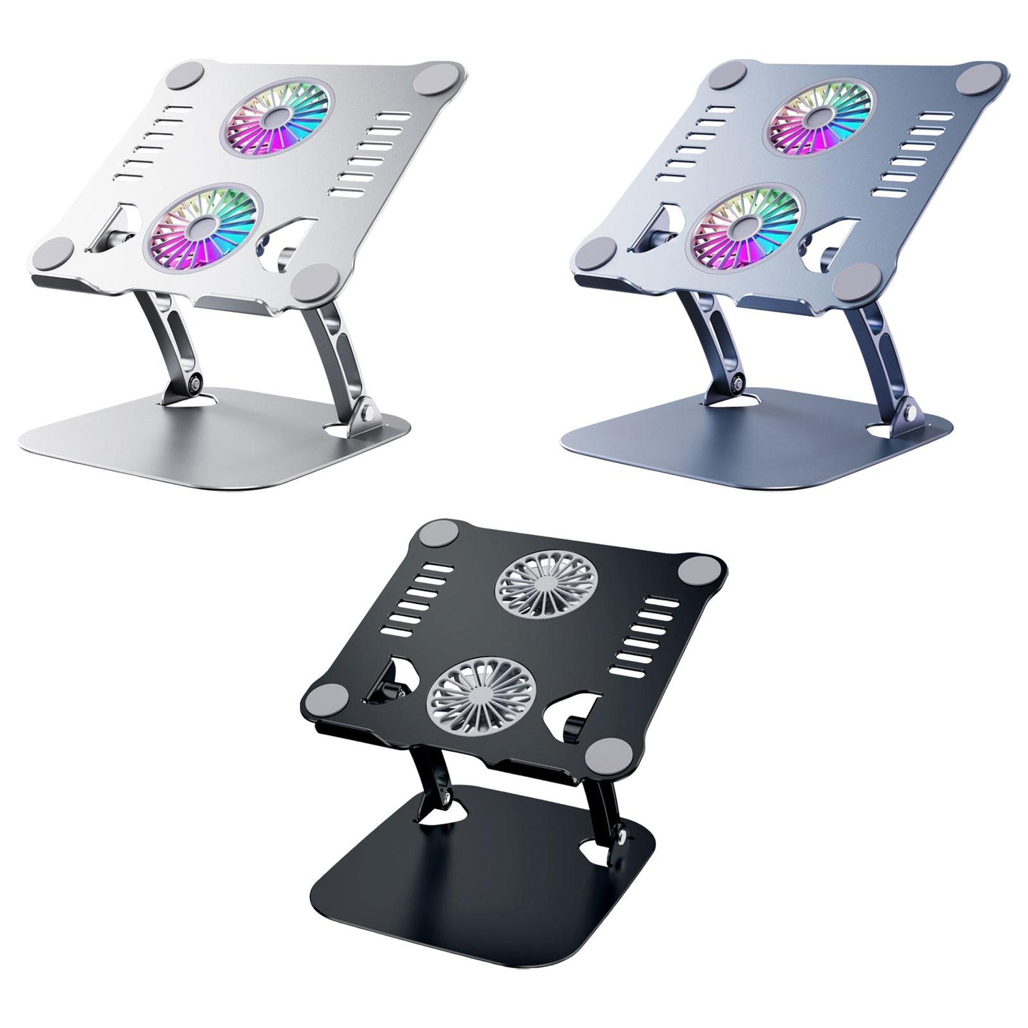 Laptop Stand with Cooling Fan USB Multi Angle Computer Stand for Notebook PC Silver