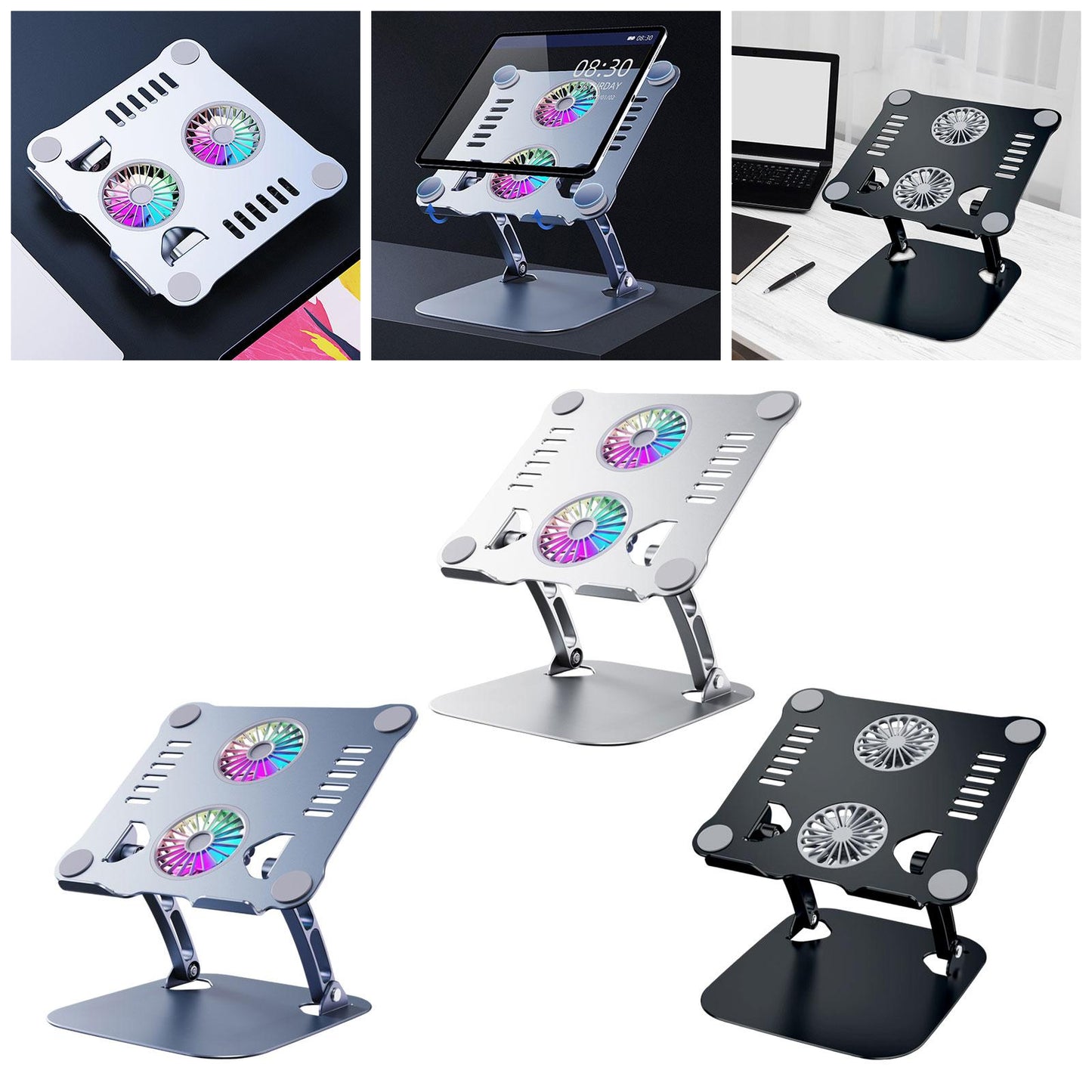 Laptop Stand with Cooling Fan USB Multi Angle Computer Stand for Notebook PC Silver
