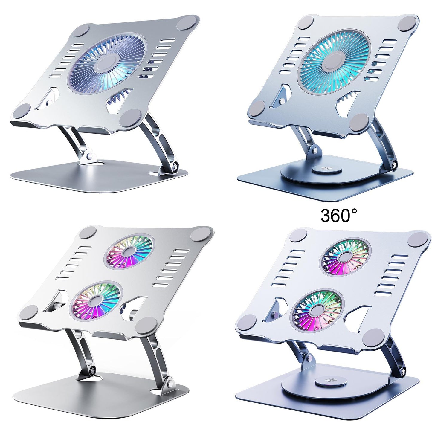 Laptop Stand with Cooling Fan USB Multi Angle Computer Stand for Notebook PC Silver