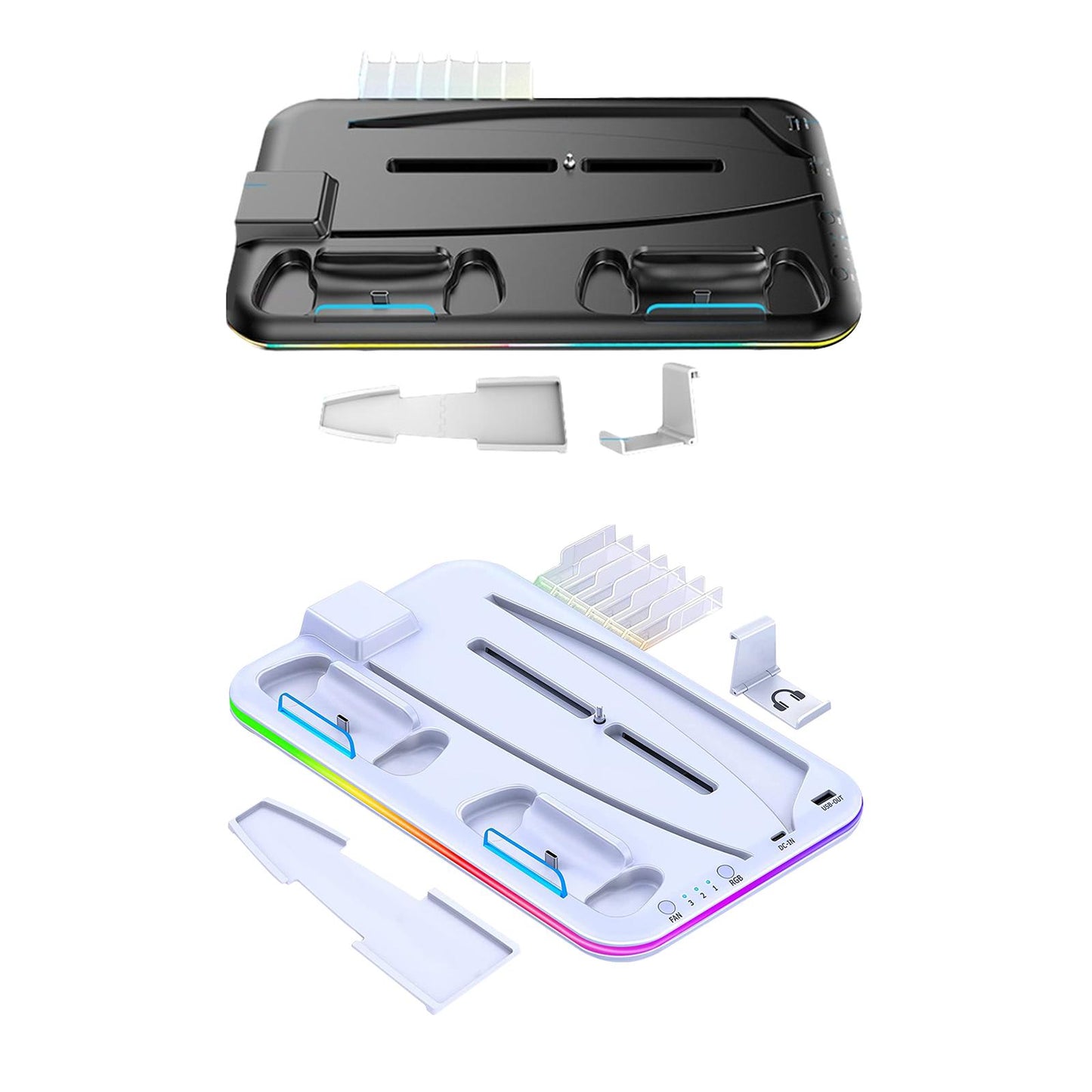 Cooling Stand Controller Charging Station Headphone Hook for PS5 Console Black