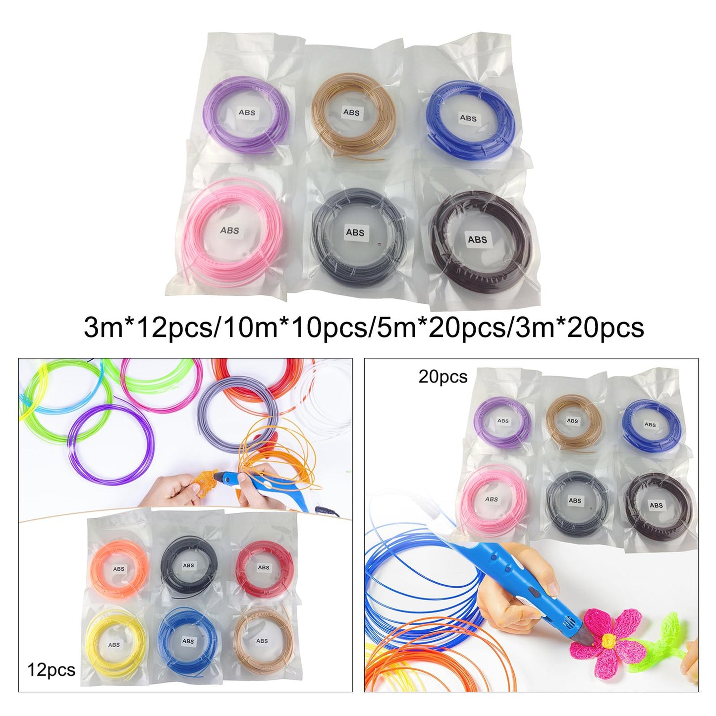 3D Printer Filament Refills for Most 3D Printer Good Shaping Diameter 1.75mm 3m 12 Colors