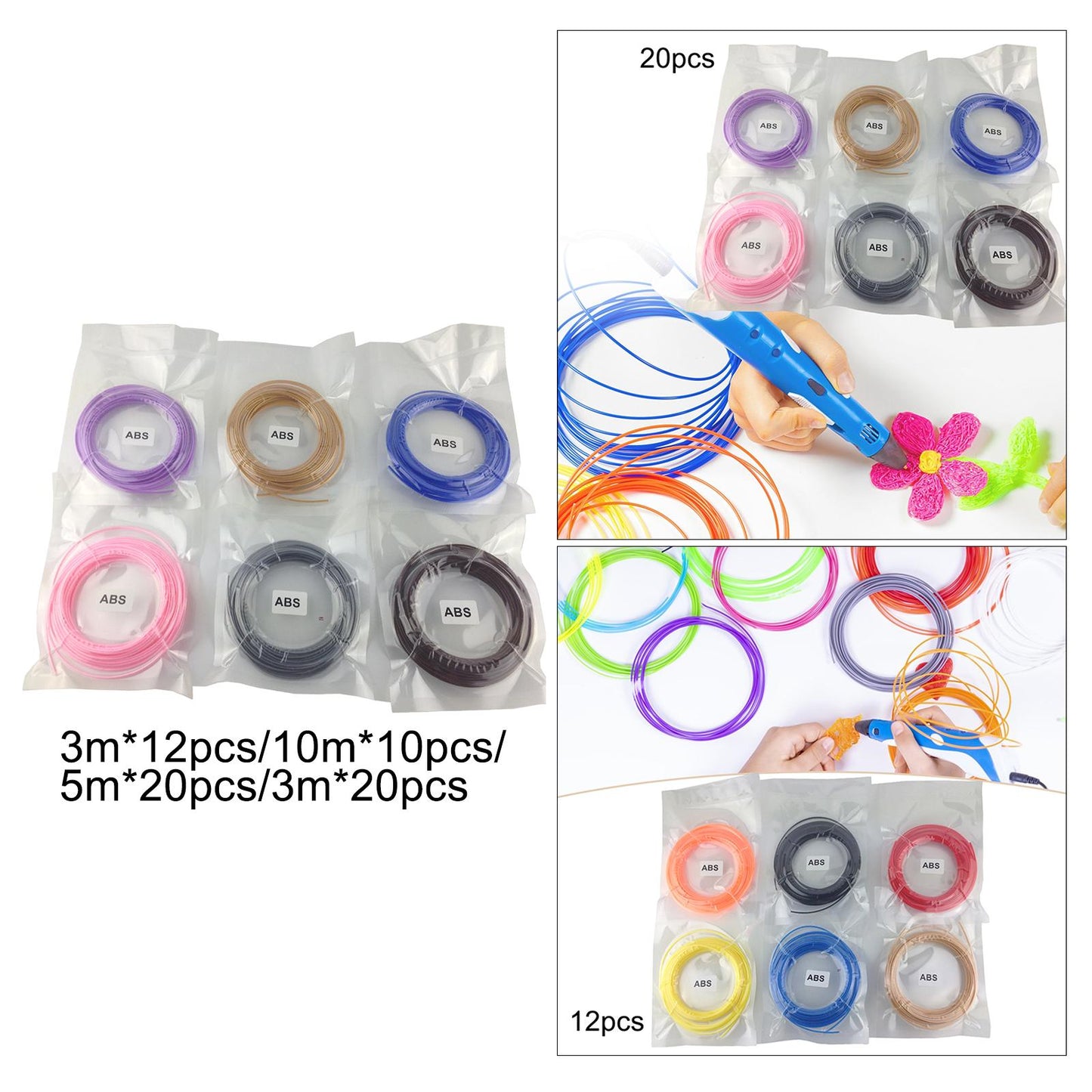 3D Printer Filament Refills for Most 3D Printer Good Shaping Diameter 1.75mm 3m 12 Colors