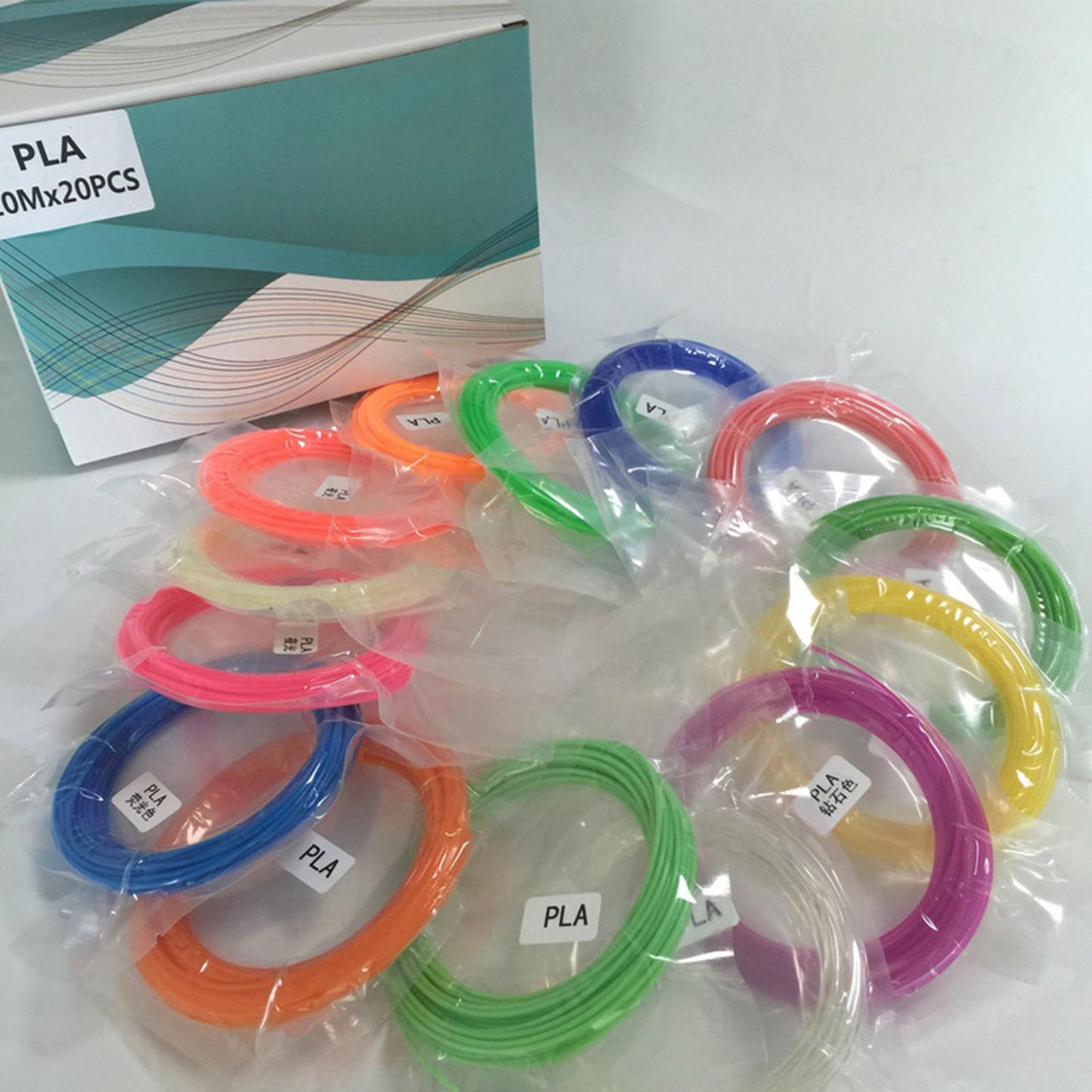 3D Printer Filament Refills for Most 3D Printer Good Shaping Diameter 1.75mm 10m 20 Colors