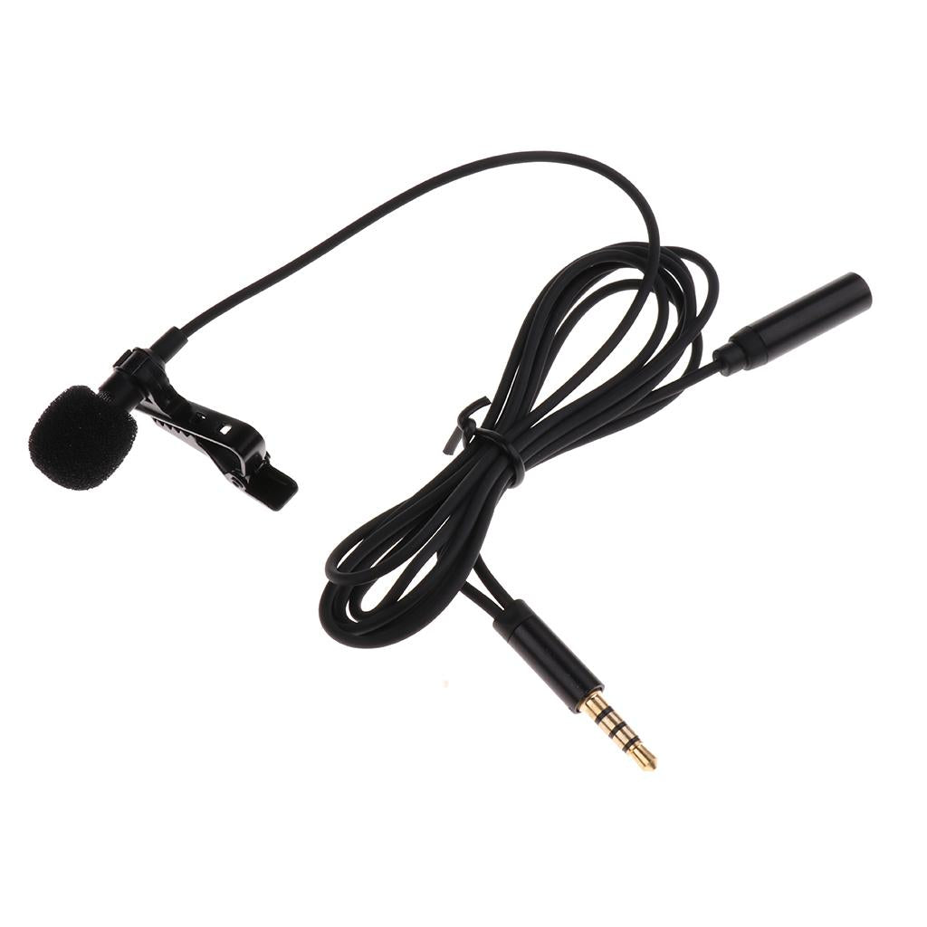 3.5mm Plug Clip On Lapel Collar Condenser Microphone with Earphone Adapter