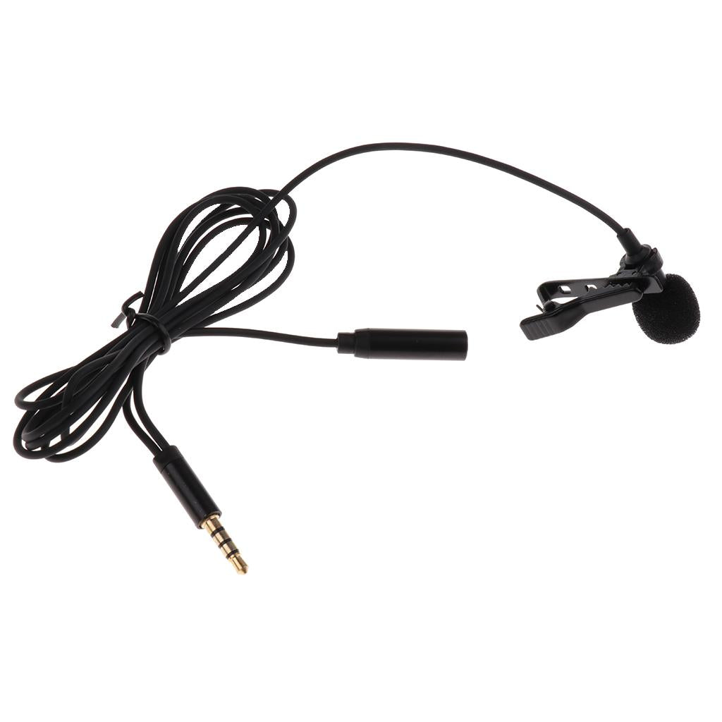 3.5mm Plug Clip On Lapel Collar Condenser Microphone with Earphone Adapter