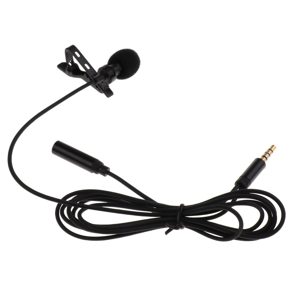 3.5mm Plug Clip On Lapel Collar Condenser Microphone with Earphone Adapter