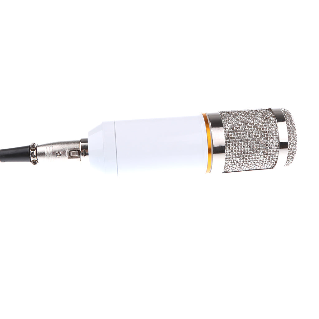 Professional Condenser Microphone+Shock Mount+Foam Cap+Power Cable White