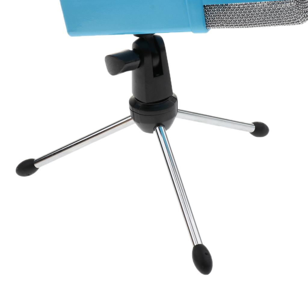 3.5mm Plug Play Condenser Microphone with Pop Filter&Stand Blue