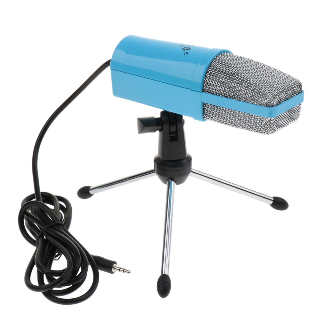 3.5mm Plug Play Condenser Microphone with Pop Filter&Stand Blue
