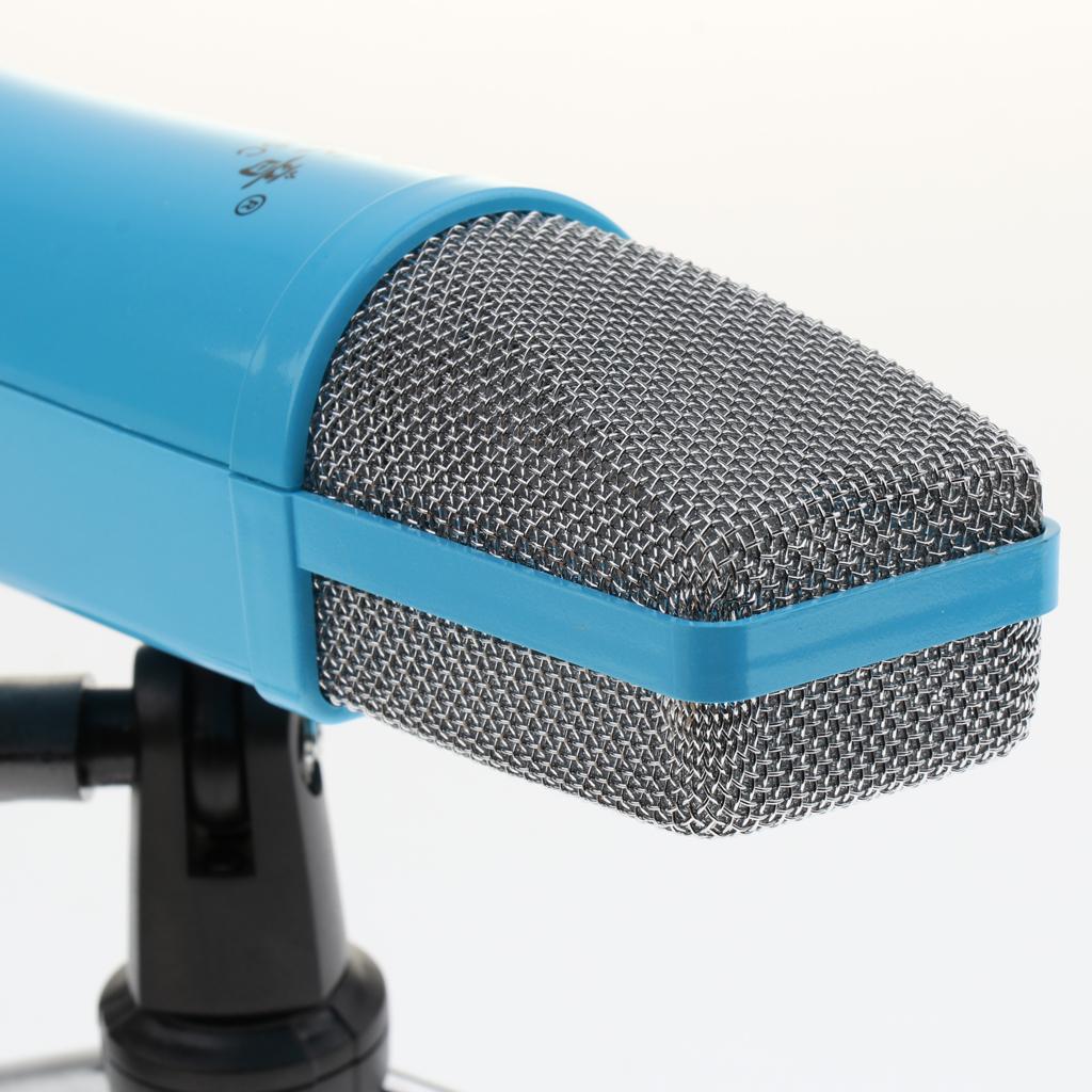 3.5mm Plug Play Condenser Microphone with Pop Filter&Stand Blue