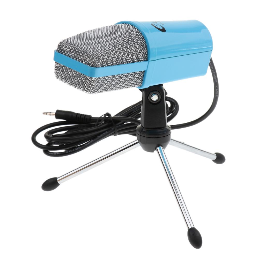 3.5mm Plug Play Condenser Microphone with Pop Filter&Stand Blue