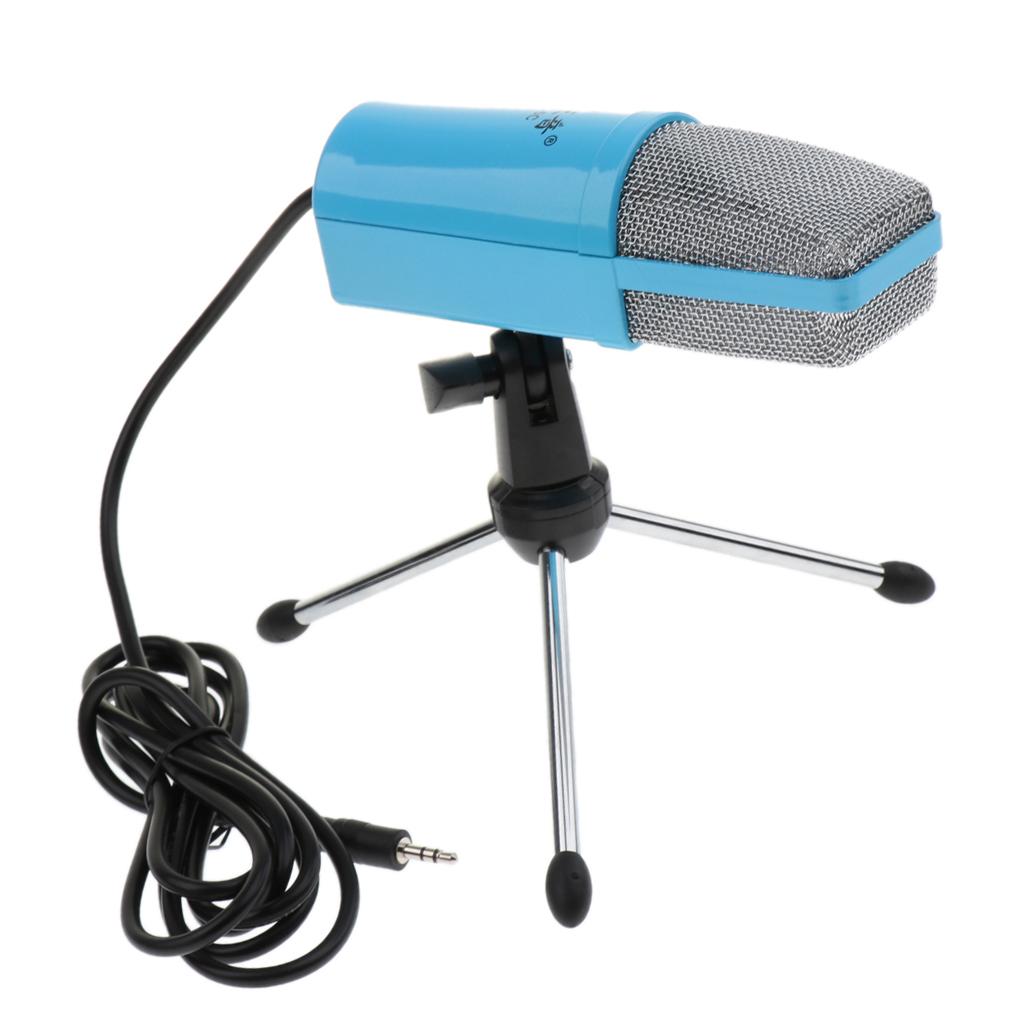 3.5mm Plug Play Condenser Microphone with Pop Filter&Stand Blue