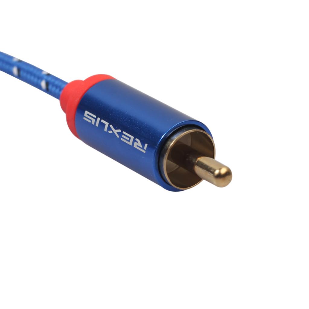 Blue Braided 1/8'' Jack 3.5mm Stereo Male to 2 RCA Male Audio Cable 5m