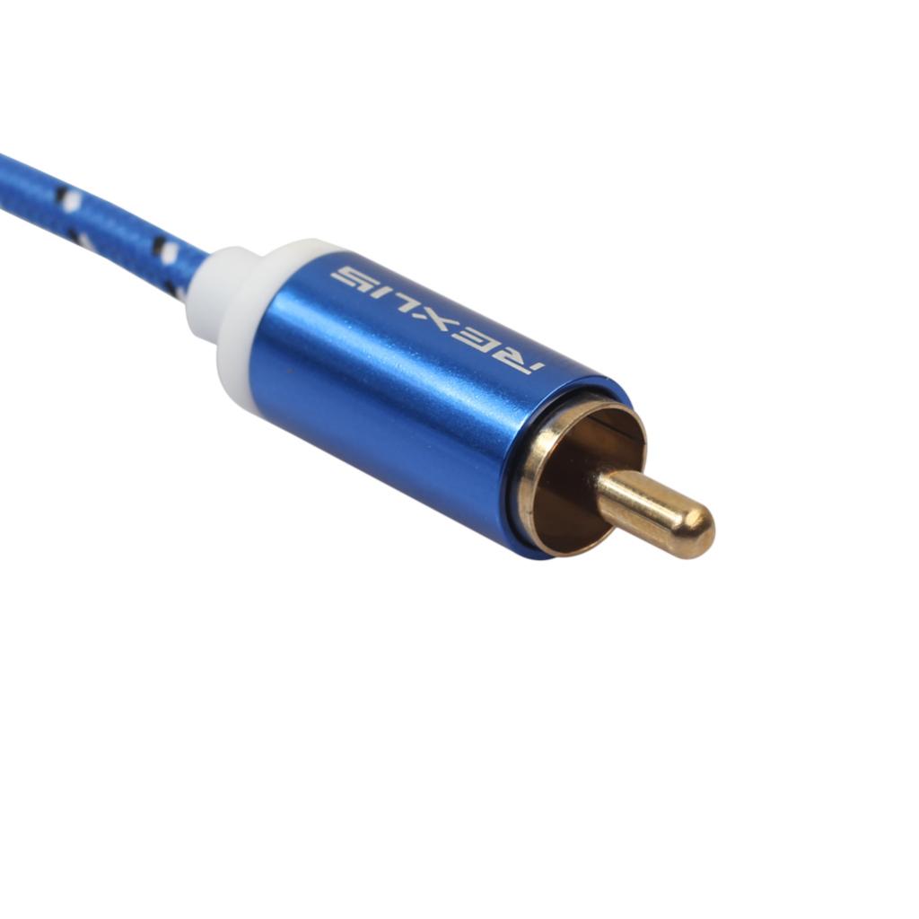 Blue Braided 1/8'' Jack 3.5mm Stereo Male to 2 RCA Male Audio Cable 5m