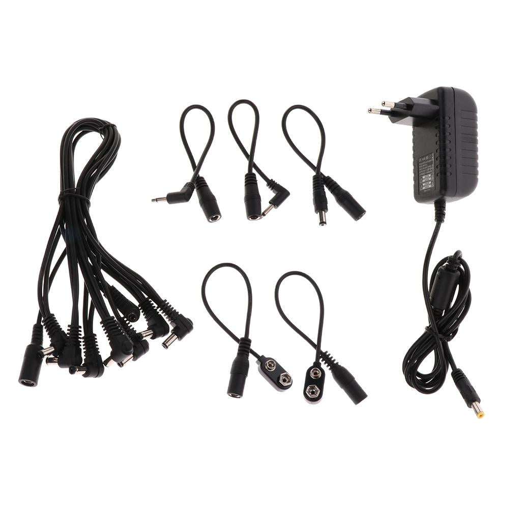 9V DC 2A Guitar Effect Power Supply Adapter with 8 Way Daisy Chain Cable