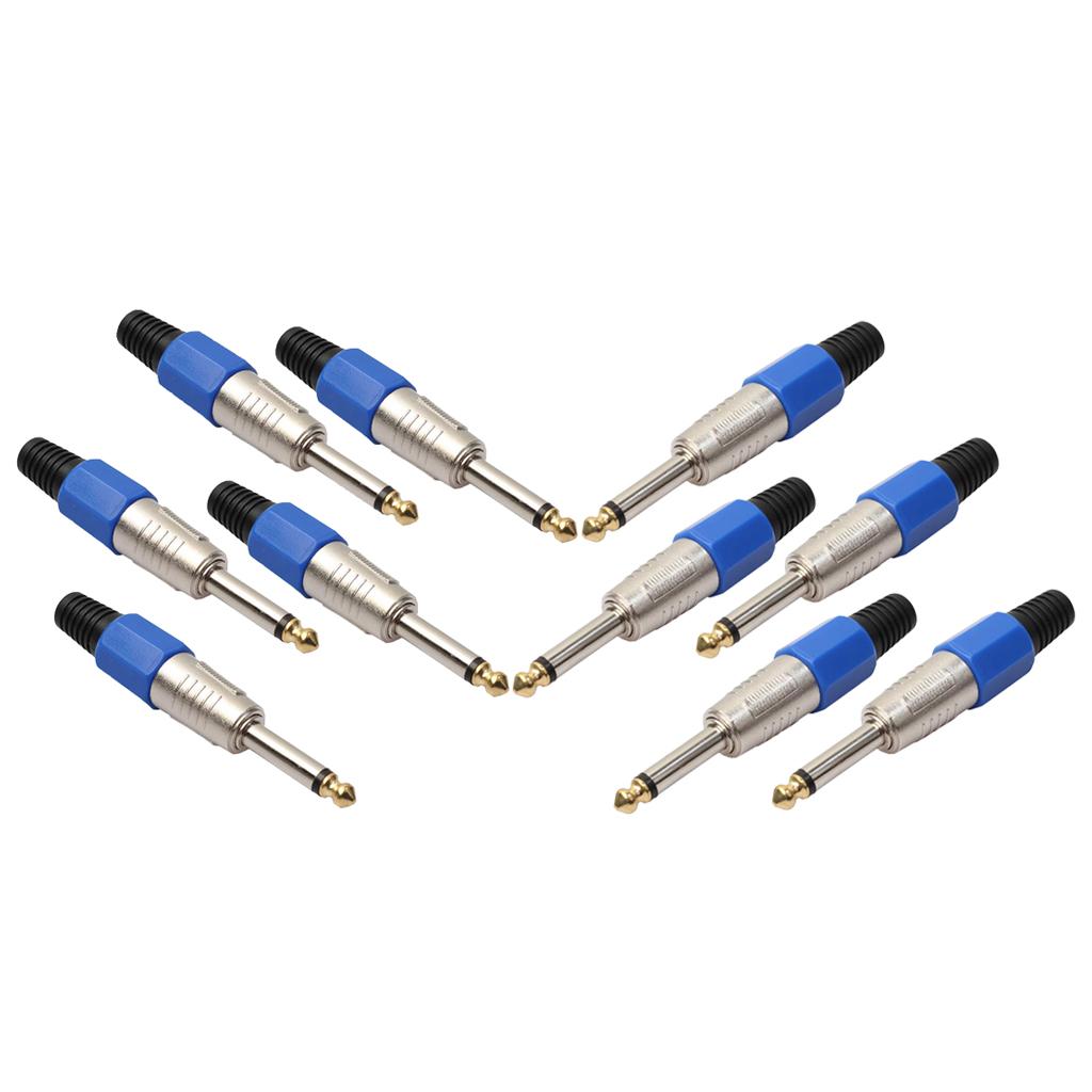 10pcs 6.35mm Mono Plug Microphone Cable Adapter for Guitar Mixer