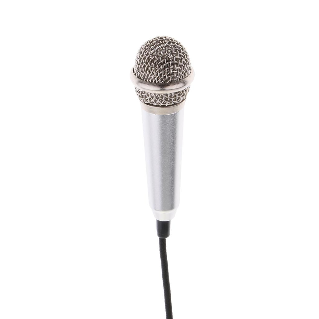 Mini 3.5mm Wired Cell Phone Mic Stereo For Chatting Silver
