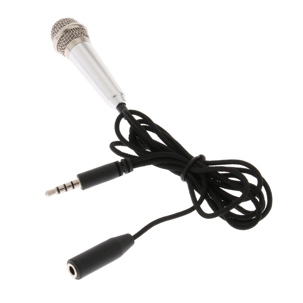 Mini 3.5mm Wired Cell Phone Mic Stereo For Chatting Silver