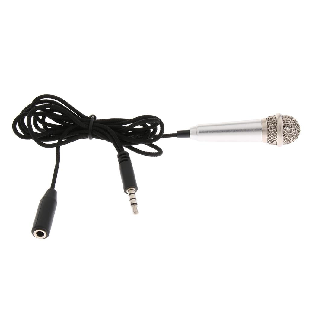 Mini 3.5mm Wired Cell Phone Mic Stereo For Chatting Silver