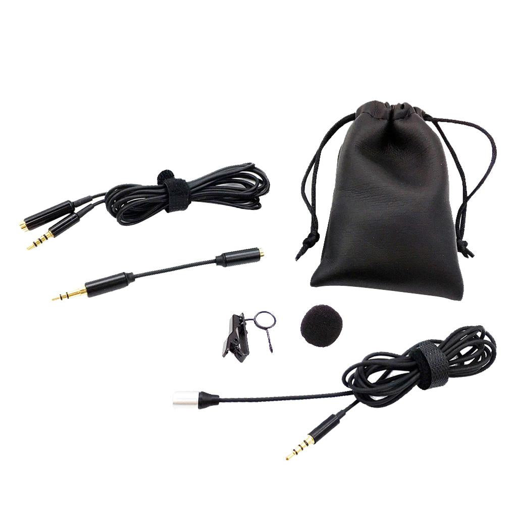 Mini 3.5mm Plug Lapel Clip Microphone for PC Cell Phone Pad Black