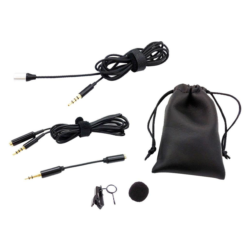 Mini 3.5mm Plug Lapel Clip Microphone for PC Cell Phone Pad Black