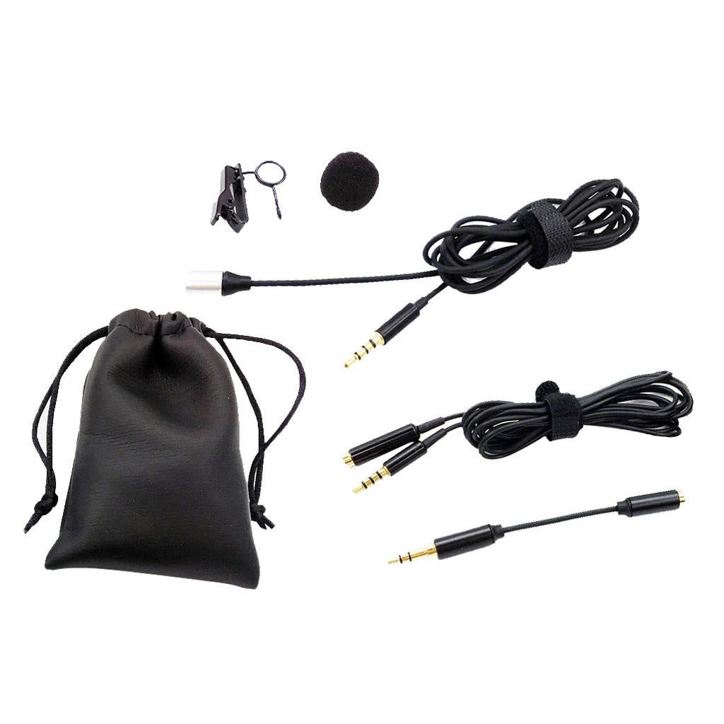 Mini 3.5mm Plug Lapel Clip Microphone for PC Cell Phone Pad Black