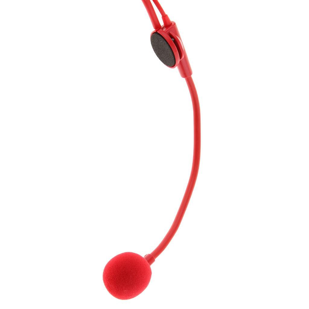Wired 3.5mm Headset Headworn Microphone Condenser Mic For Tour Guide Red