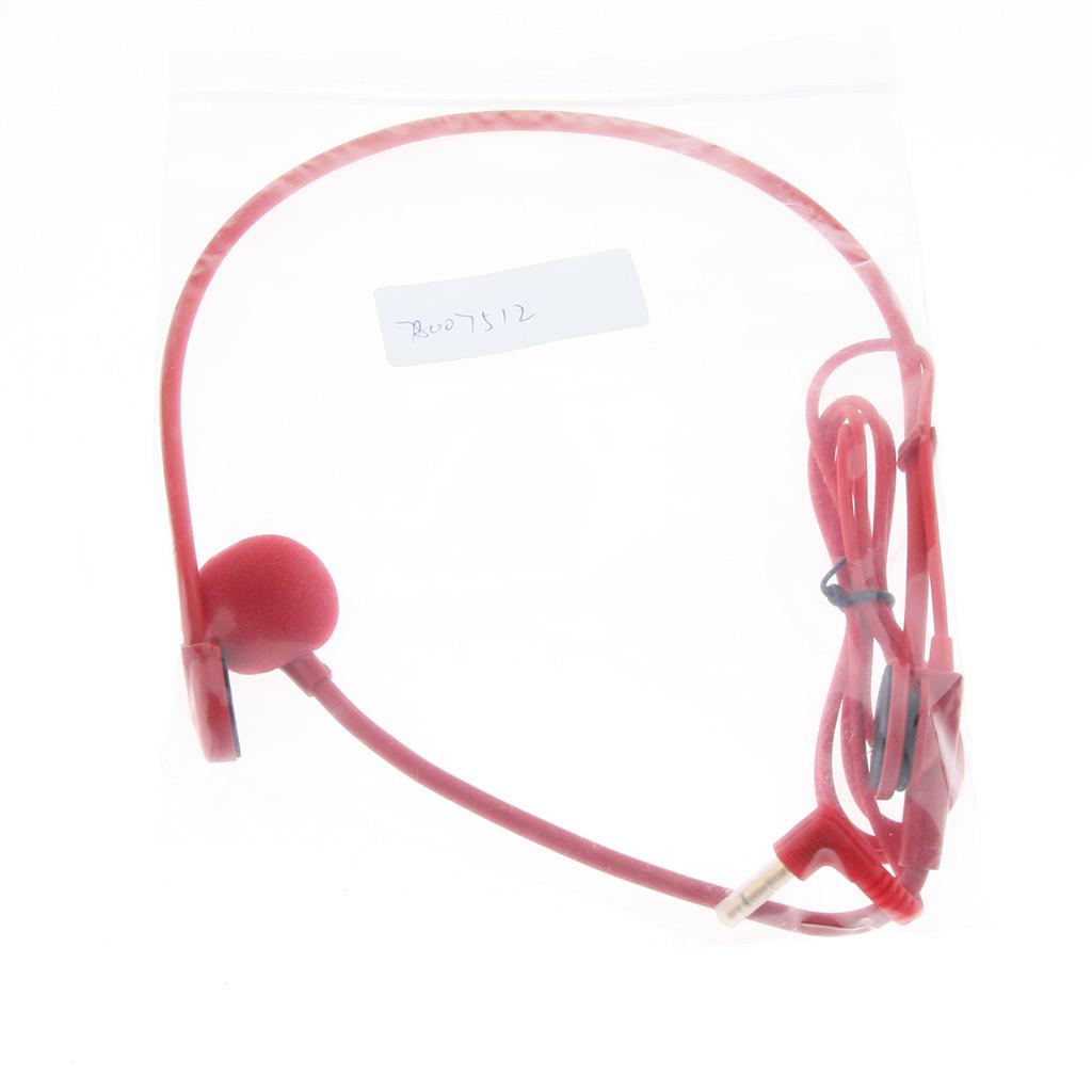 Wired 3.5mm Headset Headworn Microphone Condenser Mic For Tour Guide Red